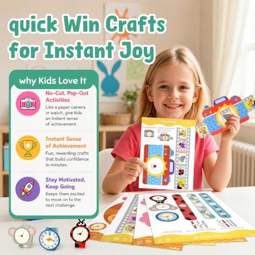 JoyCat Paper Cutting Kits for Kids Ages 3-5, Animal World Scissor Skills Activity Book with 2 Safety Scissors, 30 Activity Sheets, 4 Quick Win Crafts, Glue Stick, Preschool Animal Craft Set for Kids — view 4