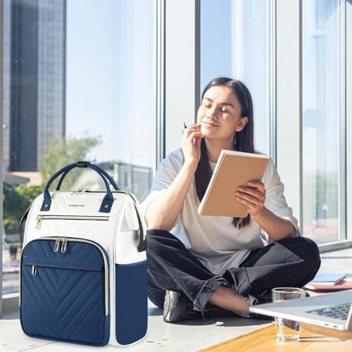 VANKEAN Laptop Backpack Women, 15.6" Computer Backpacks College Work Blue — view 6