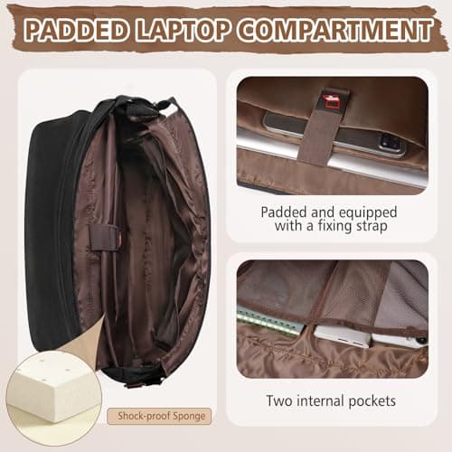 RAINSMORE Laptop Messenger Bags for Men 17.3 Inch Canvas Satchel Briefcase — view 5