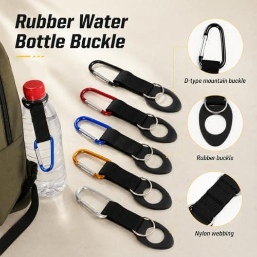 Hpmjz 5 Pack Water Bottle Holder Silicone Water Bottle Hook Carabiner Clip — view 4