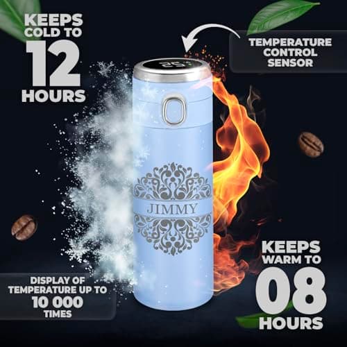 Maverton Engraved Blue Travel Mug for dad, LED Temperature Display, Name — view 3