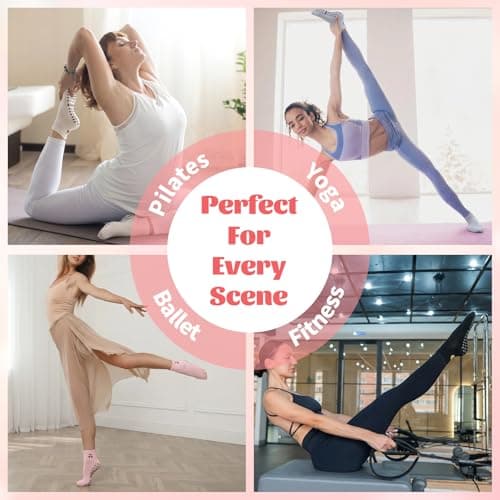Zuimei 6 Pairs Pilates Yoga Socks for Women Non Slip Trainer Ankle Socks — view 2