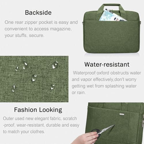 Voova Laptop Bag Case 17 17.3 Inch Computer Sleeve Messenger Bag, NavyGreen — view 6