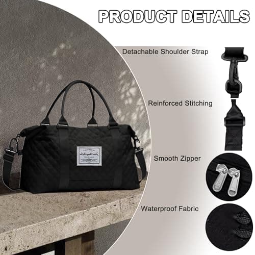 Cabin Bags Travel Bag for Ryanair Airlines Gym Bag for Women and Men Carry On Holdall Lightweight Luggage Overnight Weekend Bag underseat Luggage for Women and Men with Wet Pocket(Black) — view 3