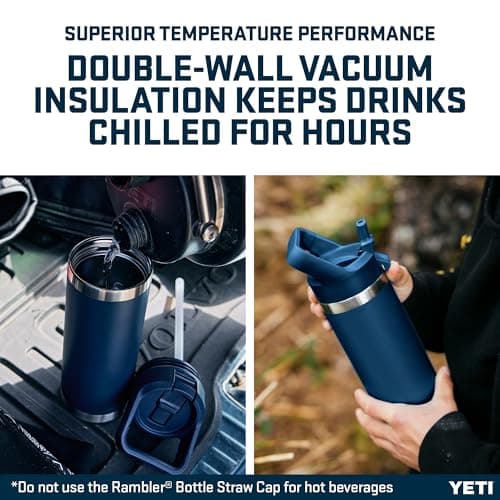 YETI Rambler 18 oz (532 ml) Water Bottle with Straw Cap, Charcoal — view 4