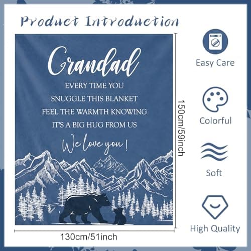 Eiapadeor Grandad Gifts Christmas Birthday - Flannel Blanket for Grandpa Gift from Grandchildren Grandparent Present Grandpa Birthday Fathers Day — view 2