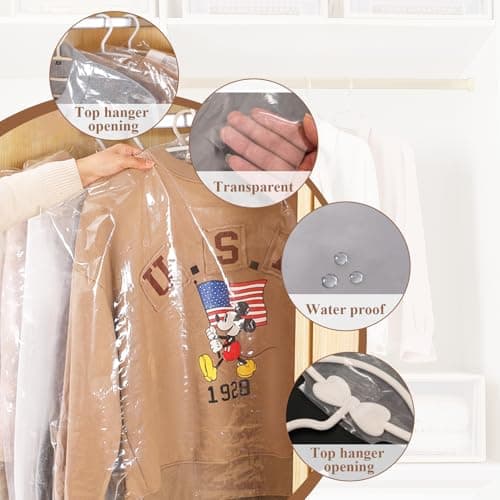 50 Pack Plastic Clothes Covers Protector Bags 23.6× 35.4 inches Clear Garment Bags Dry Cleaning Bags — view 4