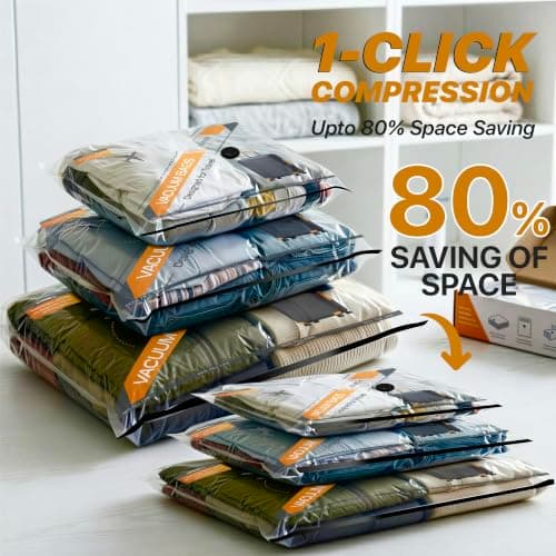 15 Pack Reusable Vacuum Storage Bags for Travel with USB Pump - Airline Approved Space Saving Compression Bags for Clothes - Luggage Organiser Set for Suitcases, Holidays and Business Trips — view 5