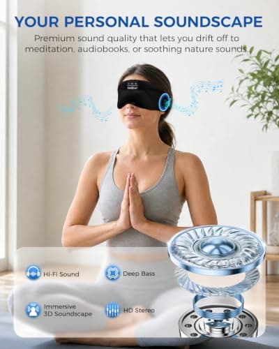 MUSICOZY Breathable Sleep Mask Headphones for Hot Sleepers, 100% Blackout — view 5