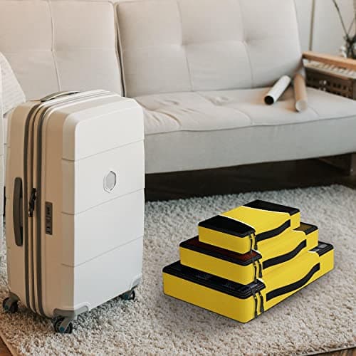 Vinsani 3pc Packing Cubes Travel Organiser Set for Suitcase, Yellow — view 4
