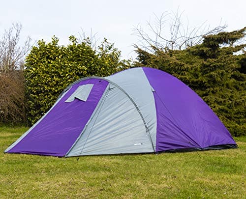 Adtrek Double Skin Dome 4 Man Berth Camping Festival Family Tent (Purple/Grey) — view 2