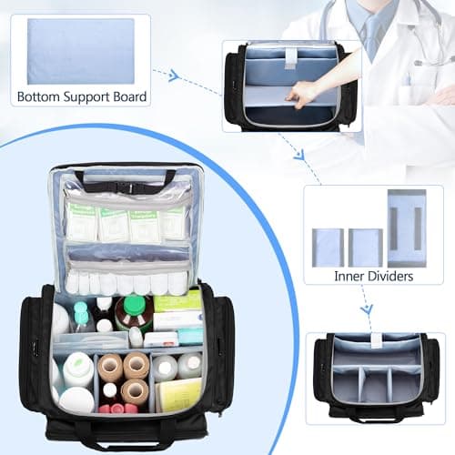 Damero Large Rolling Medical Bag with Detachable Trolley, Black — view 2