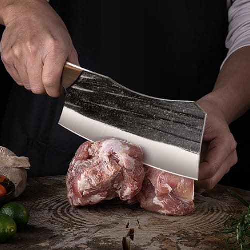HOSHANHO Butcher Knife Set, 3PCS Knife Set of Bone & Cleaver & Viking Knife — view 5