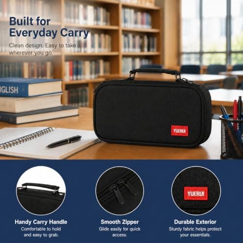 Pencil Case for Boys, Large Capacity Pen Pouch with Compartments (black) — view 5