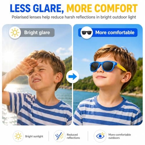 2Pcs Kids Sunglasses for Boys – Retro Square Polarised Childrens Sunglasses — view 4