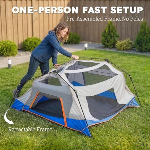 Outsunny 4-6 Person Easy Setup Camping Tent Waterproof Dome Tent, Blue — view 6