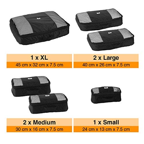 ANSIO Packing Cubes for Suitcase, 6Piece Travel Luggage Organiser Set,Black — view 3