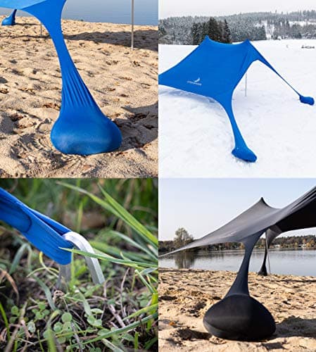 Premium Lycra Beach Tent - Beach Shelter Pop Up Sun Shade "Ole" with Aluminium Poles and Fillable Sand Anchor Blue (210 x 210 cm) — view 5