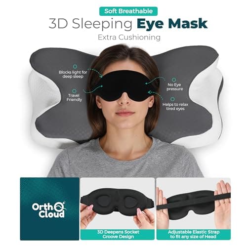 OrthoCloud Orthopedic Pillow for Neck and Shoulder Pain, Cervical Memory Foam Neck Pillow, Back & Front Sleeper, Ergonomic Butterfly Pillows - Free Eye Mask for Deep Sleep — view 3