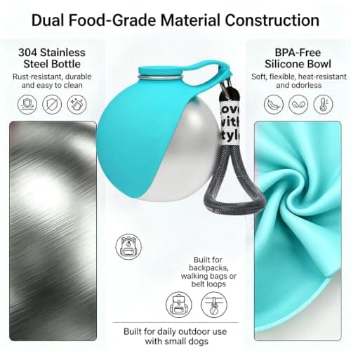 Foldable 2-in-1 Dog Water Bottle with Silicone Bowl, 238 ML — view 3