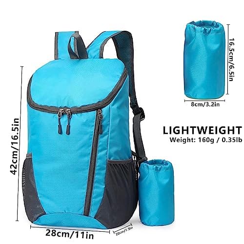 Yoolly Lightweight Foldable Backpack, Small Hiking Rucksack, Waterproof Packable Backpack for Men Women Kids, Durable Rucksack for Outdoor Sport Travelling Hiking Camping Biking Walking (Blue) — view 2