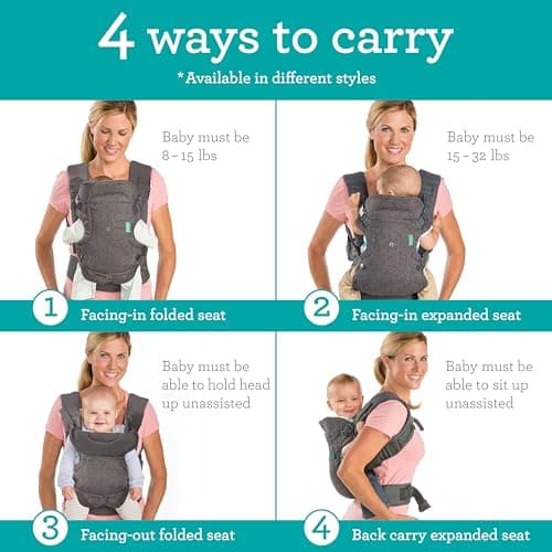 Infantino Flip Advanced 4-in-1 Baby Carrier - Ergonomic, Convertible, Face-in and Face-Out Front and Back Baby Carrier Newborn to Toddler 3.6-14.5 kg, Grey Leopard — view 2