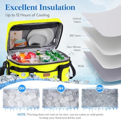 Lifewit 30L Cooler Bag with Liner, Large Insulated Picnic Bag, Apple Green — view 3