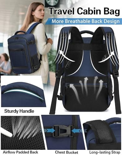 KLOSTAIN Cabin Bags 40x20x25 for Ryanair Underseat Travel Backpack Hand Luggage Carry-ons Bag Cabin Size 20L for Airplanes Flight Ruscksack Navy — view 5