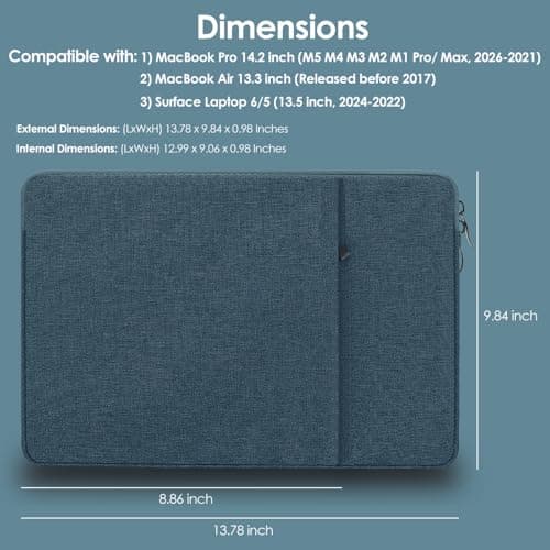 ProElife Sleeve Case for MacBook Pro 14 inch M5 M4 Pro Max, Navy Blue — view 2