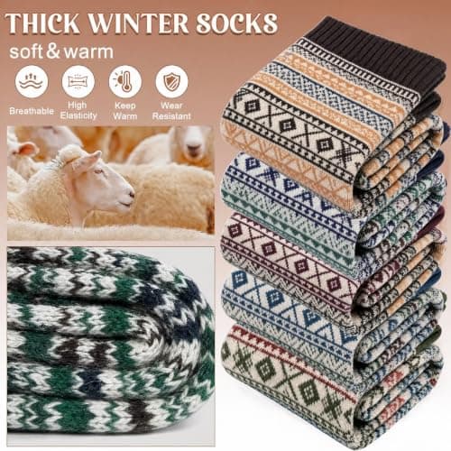 Chalier Finery Ladies Socks Wool Thermal Fluffy Gifts For Women 5 Pairs — view 4