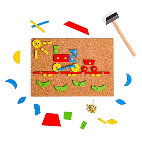 Bigjigs Toys Pin-a-Shape Set, 229-Piece Tap Art Kit with Cork Board — view 6