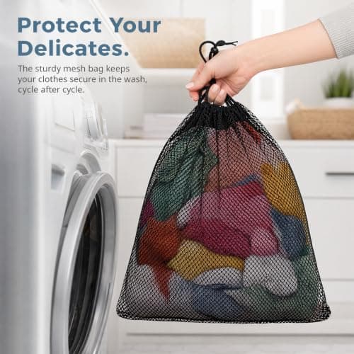 Large Mesh Drawstring Bags 4 Pcs, 35x40cm Black Nylon Net Bag for Beach, Swimming, Pool and Sports, Heavy Duty String Bag for Sand Toys, Gym, Travel and Laundry Storage — view 5