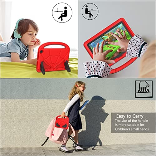 Mansiruyi Kids Case for 8inch Tablets, Not Fits TCL Onn 8inch Tablets, Lightweight Shockproof Tablet Kids Case with Handle Stand - Deep Red — view 4
