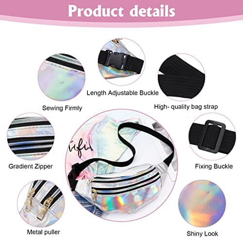 Firtink 2 Pack Shiny Bumbag,Holographic Waist BagFanny Pack — view 3