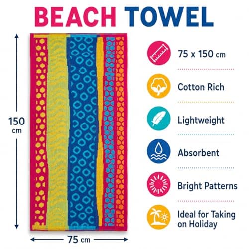 Adore Jacquard Cotton Rich Beach Towel 75 x 150cm - Geometric Multicolour — view 3
