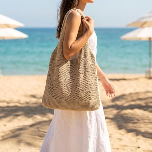 KIPTVO Crochet Large Beach Tote Bag, Lightweight Woven Pool Bag for Women — view 3