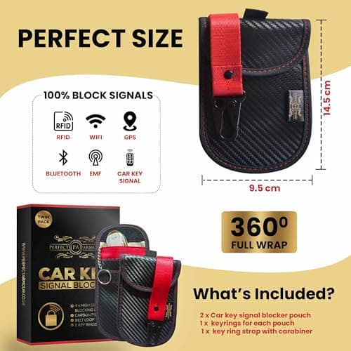 2 Pack Faraday Car Key Signal Blocker Pouch – Anti Theft RFID Protection Case for Keyless Car Keys, Carbon Fibre Security Key Fob Wallet — view 2
