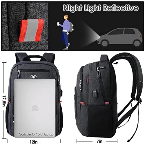 Backpack for Men, Teenager Boys School Backpack for 15.6 inch (39.6 cm) Laptop, Backpack for Work, Waterproof Business Daypacks, with USB Charging Port, 35 L, Black 2, 15,6 Zoll — view 2