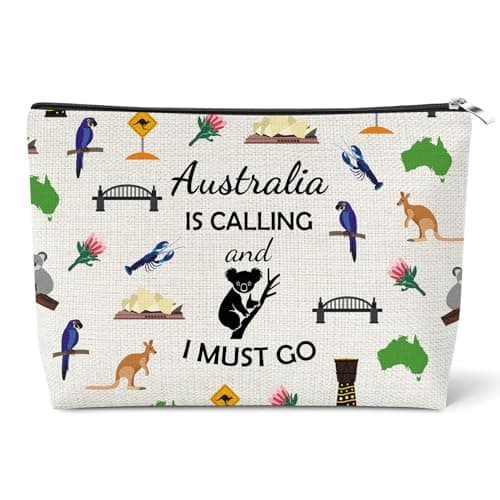 Australia Trip Gift Makeup Organizer Bag Austria Landmarks Gift Australian Vacation Lover Cosmetic Bag Travel Themed Gifts for Best Friend Sister Graduation Christmas Birthday Gifts Travel Pouch