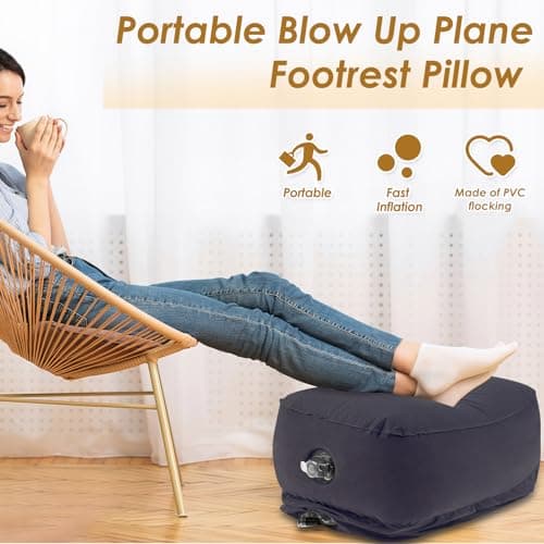 Airplane Footrest, Inflatable Foot Rest for Kids,3 Layer Height Adjustable Inflatable Airplane Foot, Toddlers Travel Bed Box, Portable Travel Accessories for Long Flight, Car(Navy Blue) — view 4