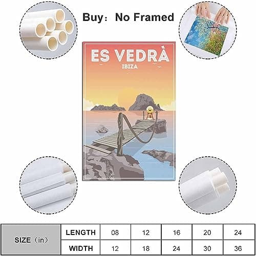WEYUE Canvas Prints Es Vedra Ibiza Sunset Girl Vintage Travel Poster Decorative Paintings Painting Room Decor Art Mural Unframed 30x45cm — view 2