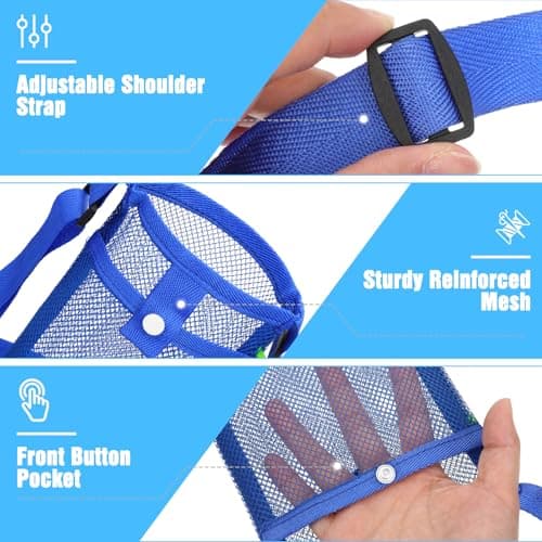 FdcZeyxior Mesh Water Bottle Carrier with Shoulder Strap, 2 Packs Portable Water Bottles Carriers Bag Nylon Water-Bottle Holder with Pocket for Walking Hiking Travelling Camping, Lightweight — view 5