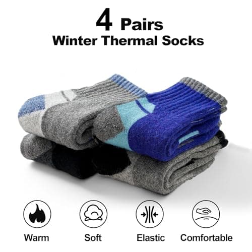BONANGEL Kids Thermal Merino Wool Socks Thick Walking Cosy Socks Boys Girls — view 3