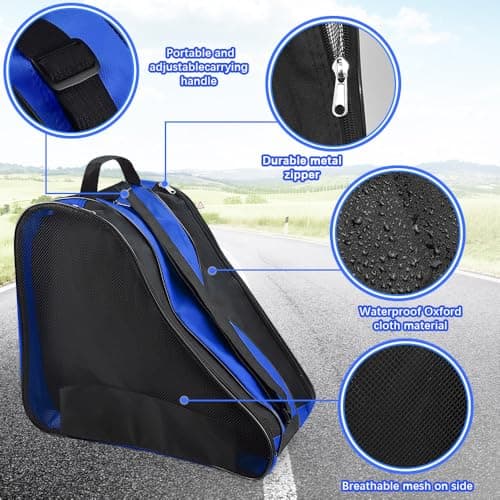 PERFETSELL Bag Adult Roller Skate Bag Ice Skate Ice Hockey Bag Ski Boot Bag with Adjustable Carry Strap Ice Skate Bag for Ice Hockey Skates for Men Women (Sky Blue) — view 3
