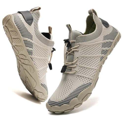 Barefoot Shoes Men Women Water Shoes Wide Lightweight Walking Shoes(3027Beige， 5UK)