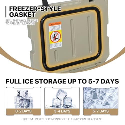MADOG 14 Quart Small Portable Cooler, Leakproof LLDPE Beach Cooler Keeps 7 Days Ice Retention, for Fishing, Camping, Boating and Travel, Khaki — view 6