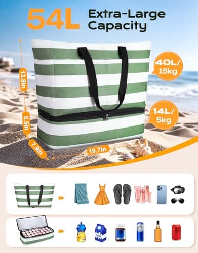 CIRYCASE Beach Bag with Cooler, 54L Extra Large Beach Bags for Women — view 4