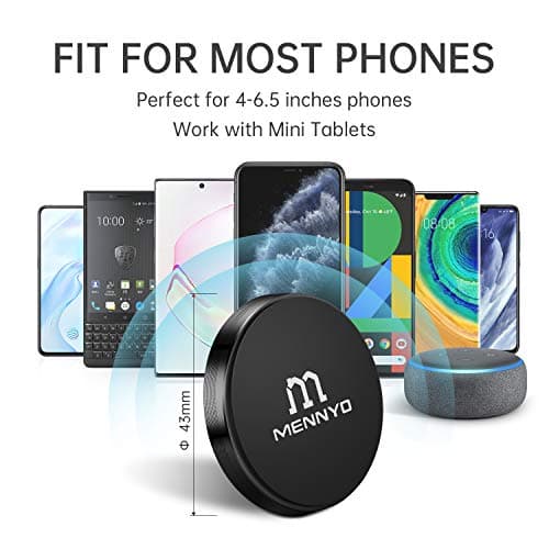 MENNYO Magnetic Phone Holder, 2 Pack Car Magnet Mount with Metal Plate Stick on Dashboard | Wall Magnet Sticker for iPhone 11/X/Xs/Xs Max/8 Samsung Galaxy S10/S9/S8/Note Huawei & Other Mobile Phones — view 3