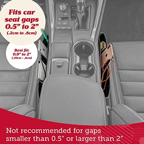 Lusso Gear 2 in 1 Car Seat Gap Organizer | Universal Fit | Storage Pockets Adjust | 2 Set Car Seat Crevice Storage Box | Helps Reduce Distracted Driving & Holds Phone Money Cards Keys Remote — view 3