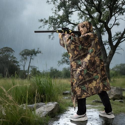 Andake Rain Poncho Waterproof Adult, Lightweight Reusable Raincoat Women Men Unisex with Hood for Hiking, Camping, Outdoor Activities (Tree camo) — view 2
